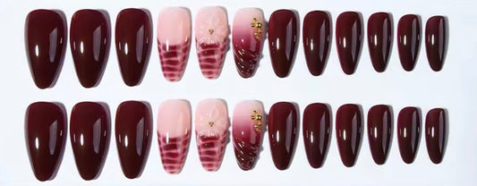 Faux ongles amande réutilisable - WINE MOOD