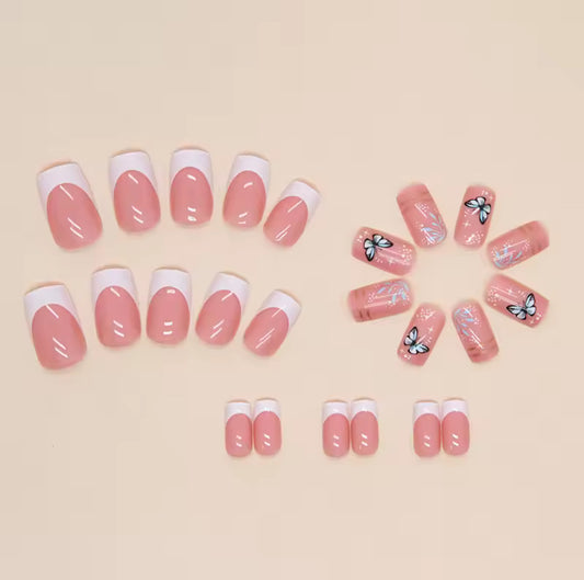 Long false nails - FRENCH BUTTERFLY