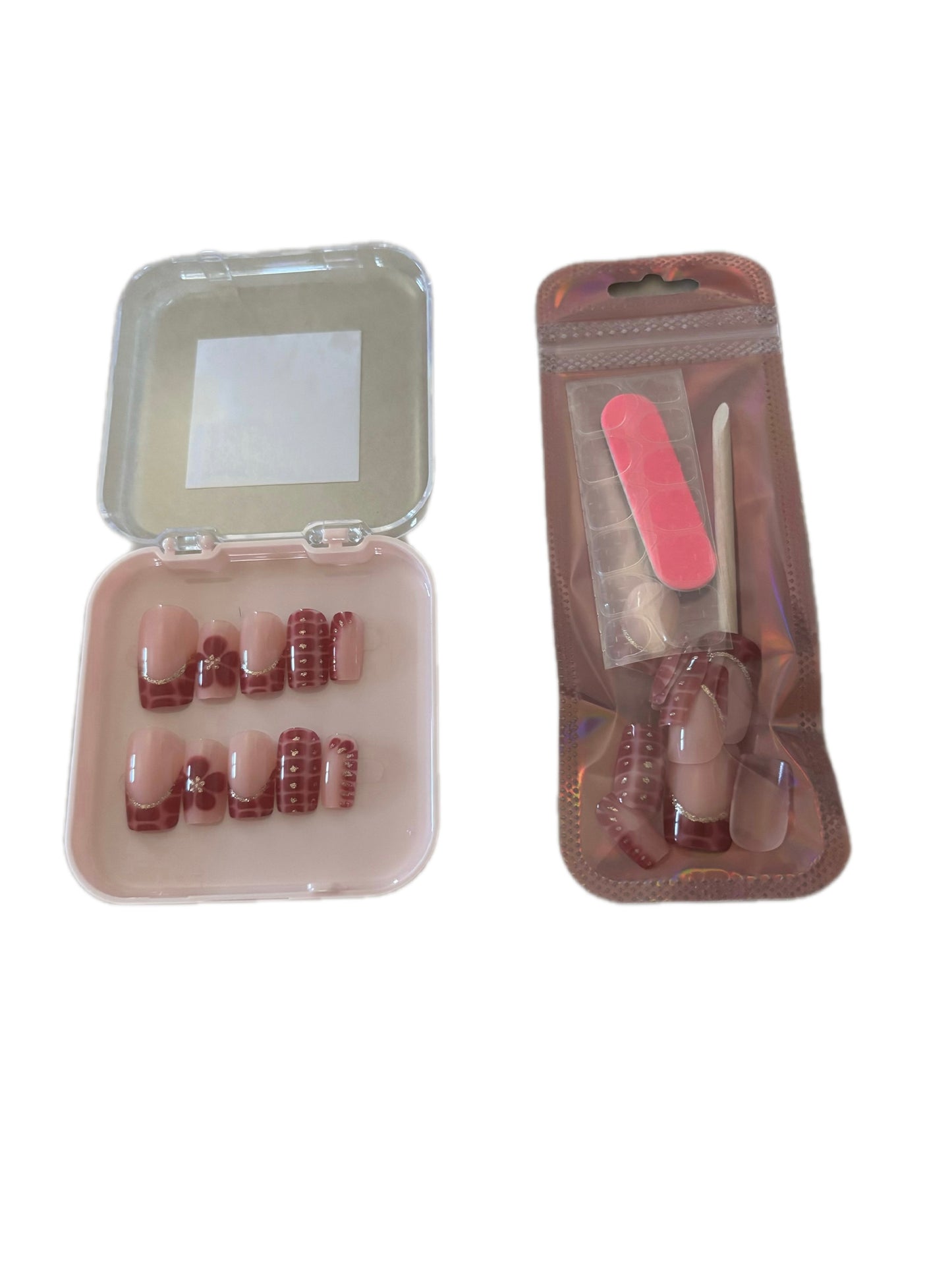 Faux ongles long réutilisable - PINK SUMMER