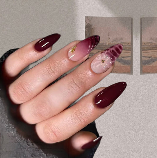 Faux ongles amande réutilisable - WINE MOOD