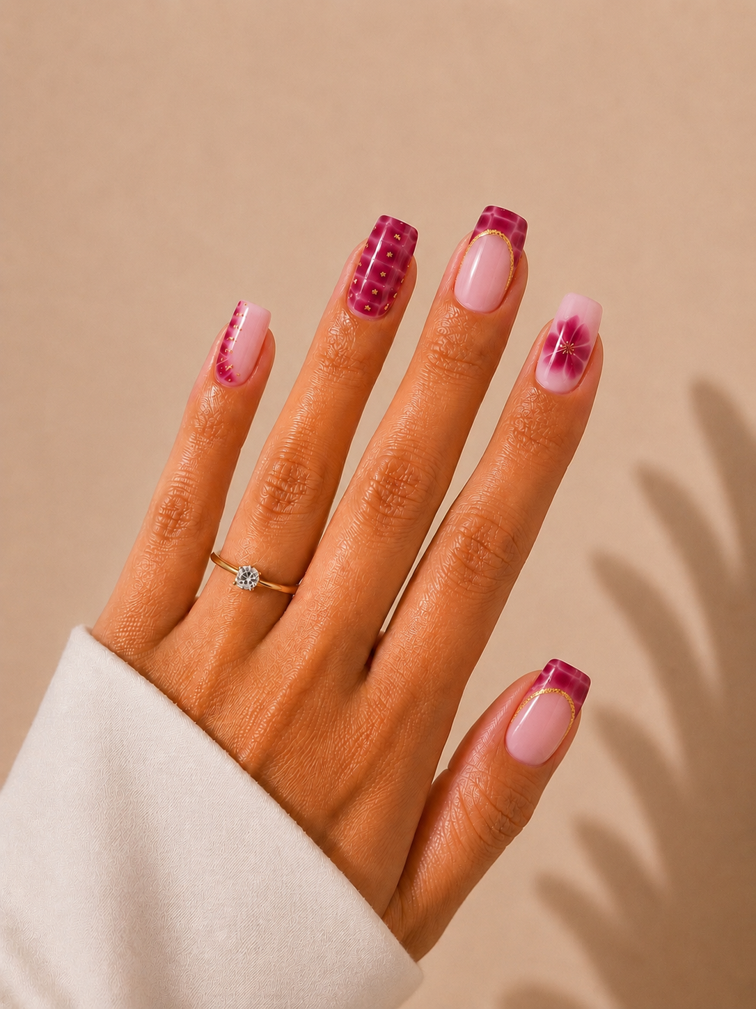 Faux ongles long réutilisable - PINK SUMMER