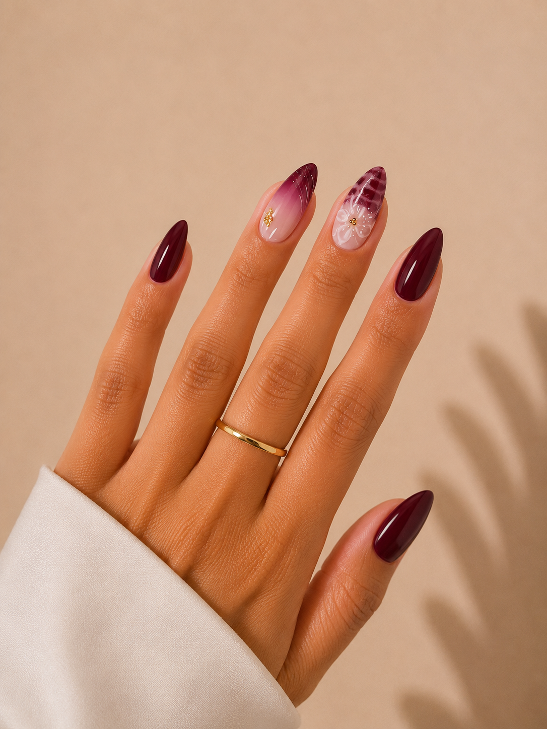 Faux ongles amande réutilisable - WINE MOOD