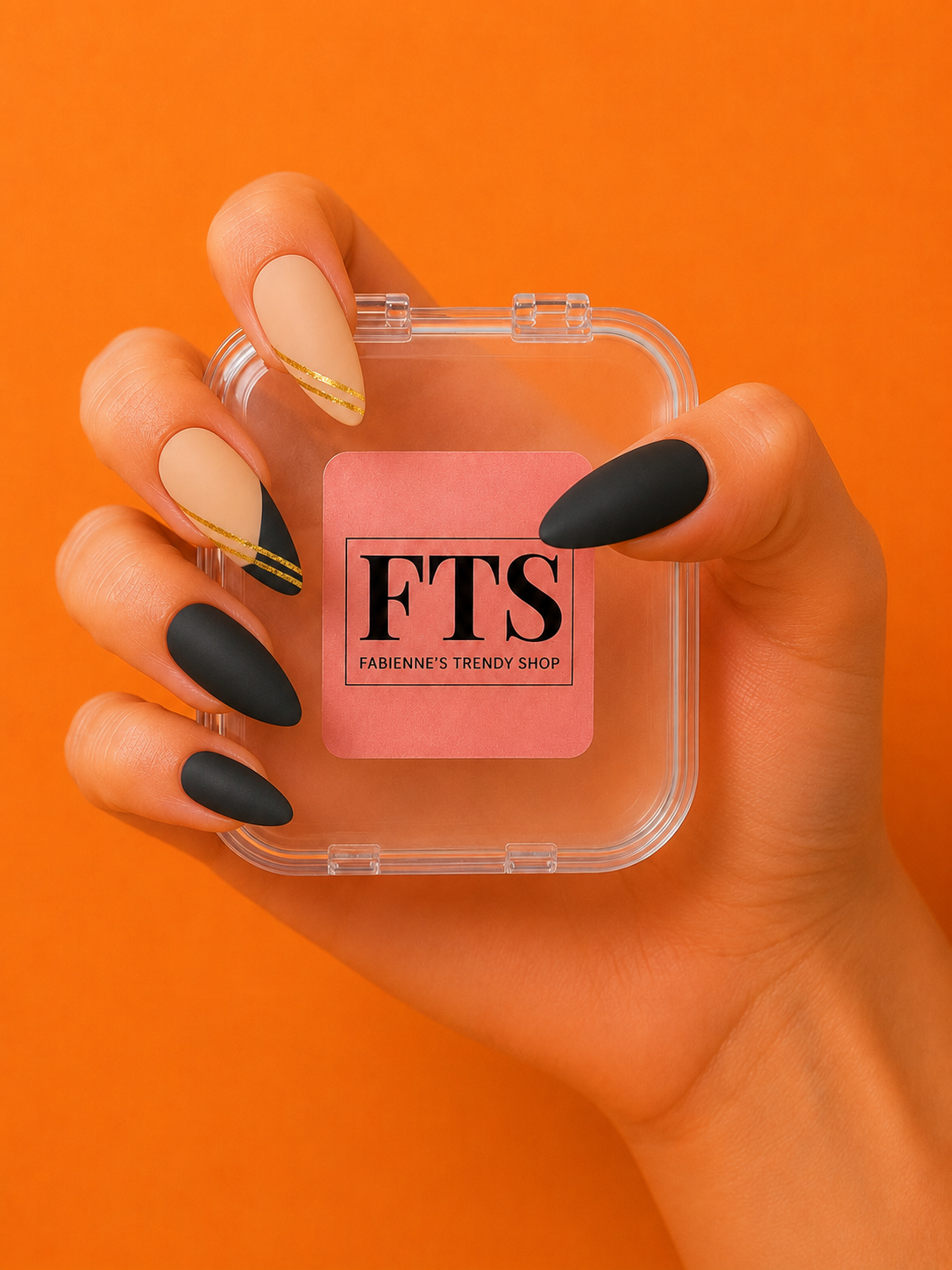 Faux ongles amande réutilisables - NOIR